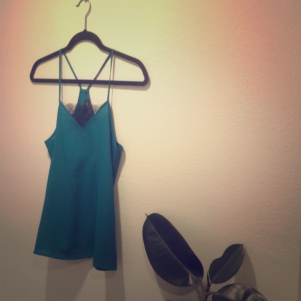 Emerald green racer back and lace top